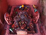 Kathmandu Valley 2 Kirtipur 07 Bagh Bhairav Temple Kirtimata, Mother of Kirtipur, Giving Birth An interesting 4C sculpture of Kirtimata, mother of Kirtipur depicted on her back giving birth to a still unidentified creature, is to the right of the Bagh Bhairava Temple in Kirtipur near Kathmandu.